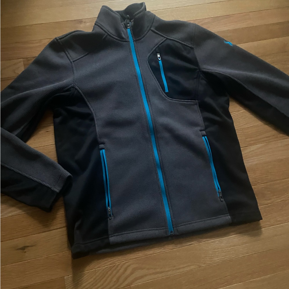 SPYDER GRAY BANDIT FULL ZIP STRYKE JACKET WITH BRIGHT BLUE MENS SIZE M NEW NWOT